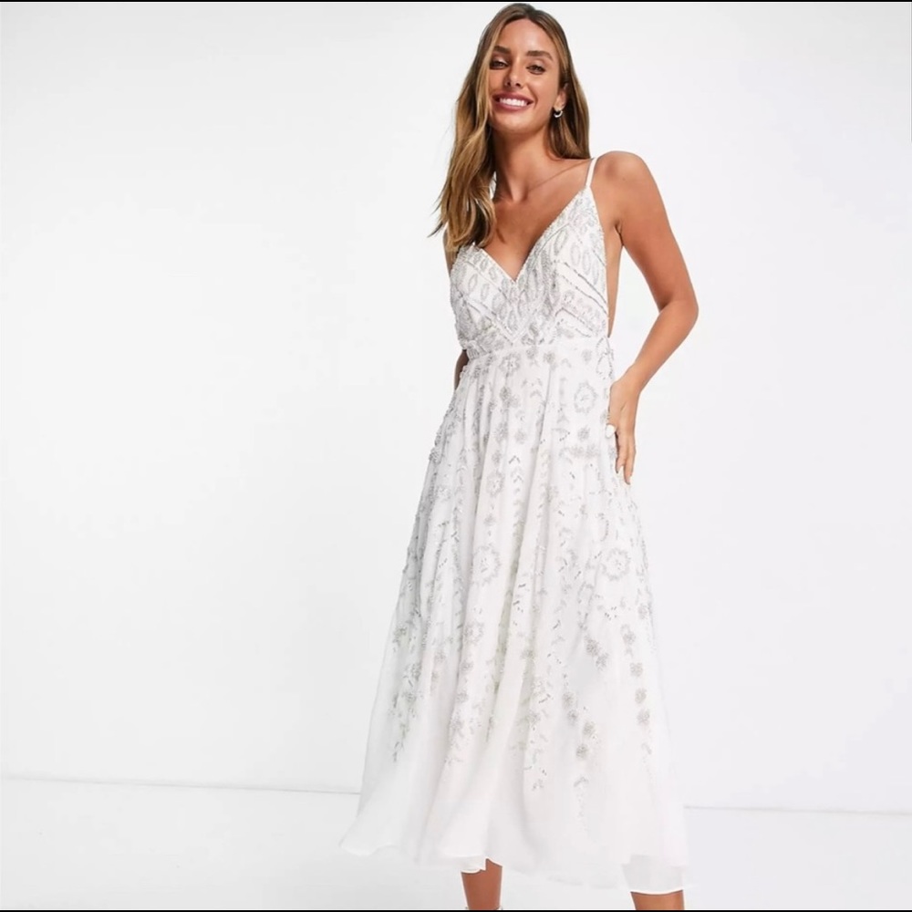 NWT ASOS cami midi dress with vintage embellishment Size 2